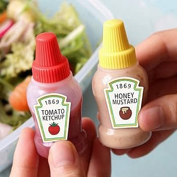 Set 2 botellas pequeñas ketchup y mostaza